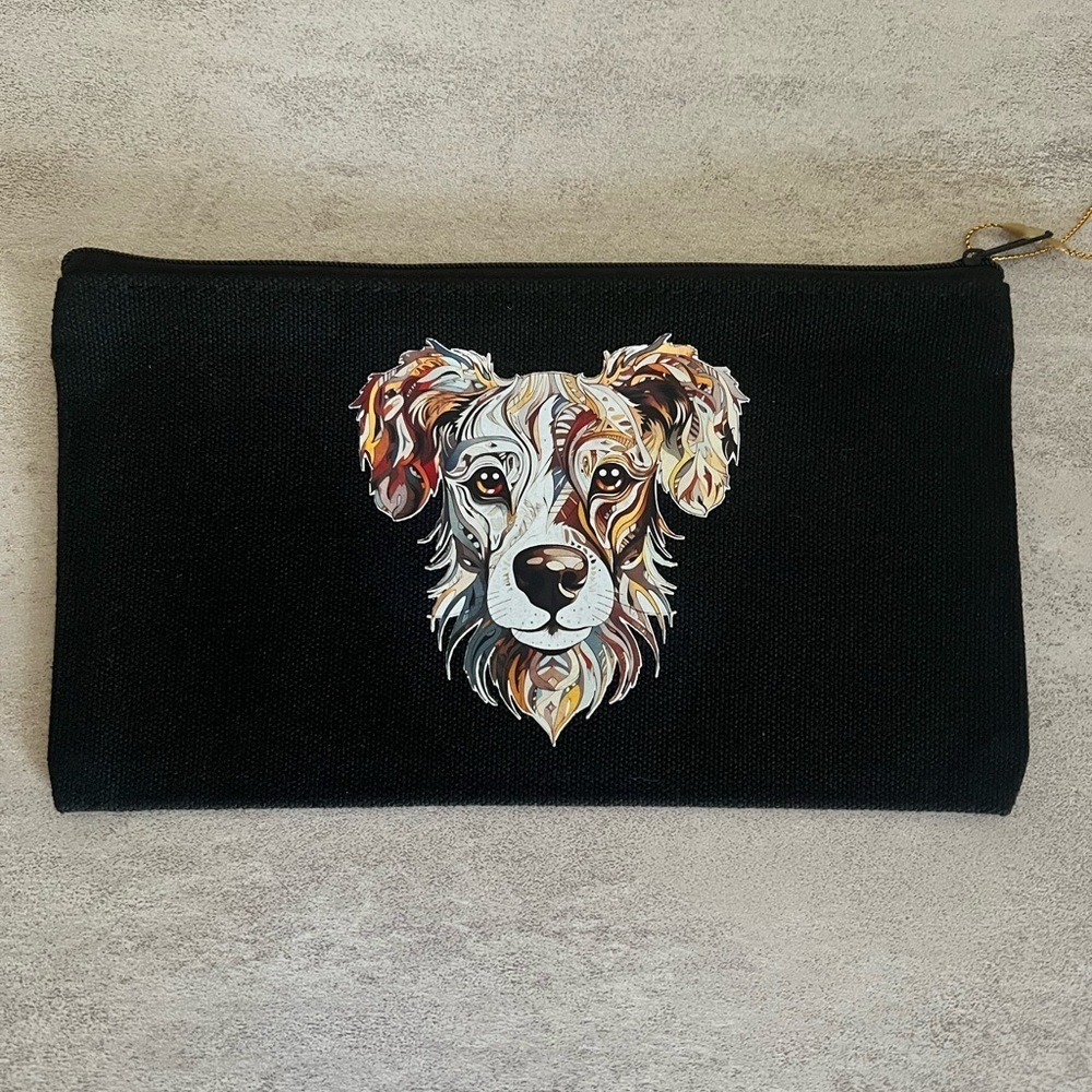 Artistic Dog Print Cosmetic Bag Chic Travel Pencil Pouch Makeup Bag